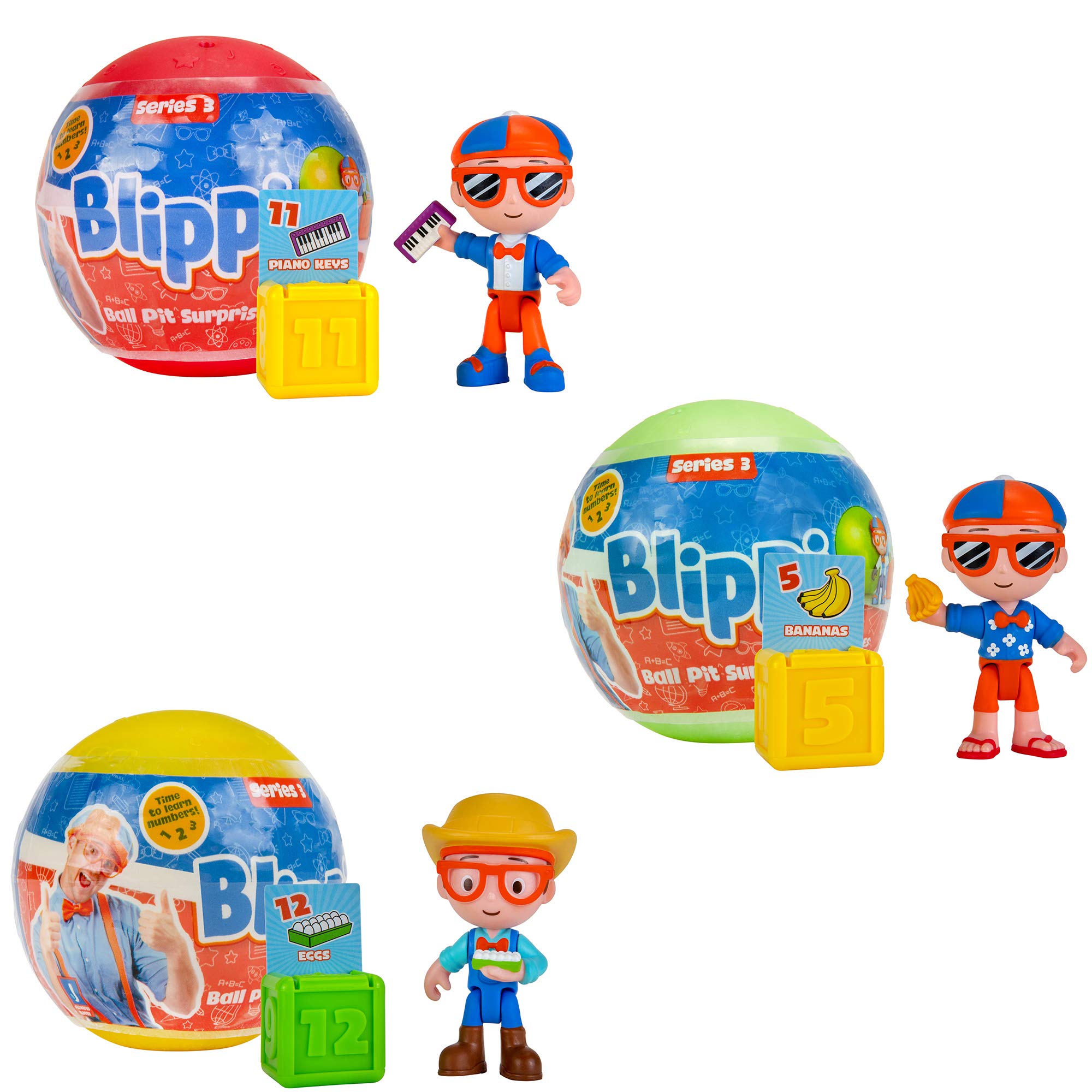 Amazon.com: Blippi Ball Pit Surprise 3 Pack Bundle Learn Shapes